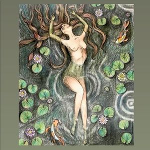 “Lilly Pond” Drawing. Pencils and pen on paper.